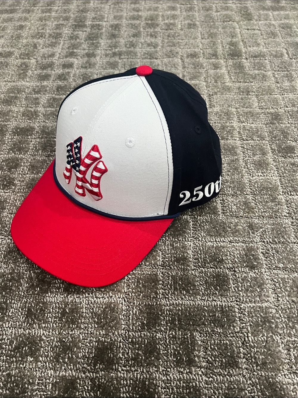 Patriotic Red White Blue Baseball Cap with Flag Embroidery